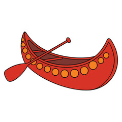 Canoe toy boat Indian style vector illustration isolated design element perfect for native tribal handmade craft or cultural decorative toy artwork
