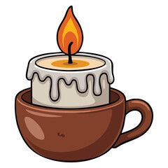 Candle in candlestick isolated on white background vector illustration vintage candle holder traditional decoration perfect for home classic design concept