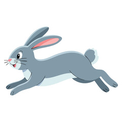 Colorful wild forest animal sticker with fluffy hare or rabbit cute woodland bunny cartoon flat vector illustration isolated on white background creative design for print and decoration