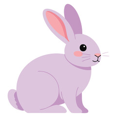 Easter vector illustration cute purple bunny rabbit bright icon christian holiday greeting card cartoon flat isolated festive decoration design