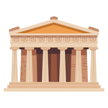 Greek pantheon vector illustration isolated on white background featuring columns architecture perfect for antique greek culture or ancient temple artwork