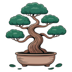 Japanese bonsai tree isolated on white background vector illustration decorative nature concept perfect for zen garden plant design or asian culture artwork
