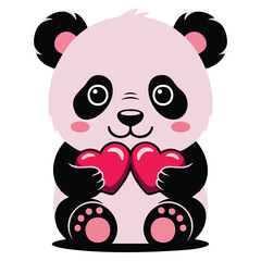 Vector illustration cute panda sticker with heart adorable asian fluffy animal perfect for wildlife love romance poster or cartoon themed artwork design