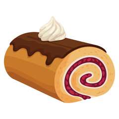 Vector illustration jam sponge roll bakery assortment icon isolated design perfect for dessert food logo cafe menu or pastry shop artwork concept