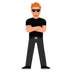 Vector illustration of man security guard night club isolated on white background perfect for protection service poster or safety concept design