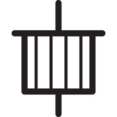 Black Outline Graphic Representation of a Syringe With Vertical Lines Inside a Rectangular Frame and A Transparent Background For Medical And Healthcare Designs