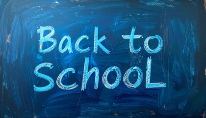 Handwritten chalk lettering on a smudged blue blackboard background for the start of the academic year