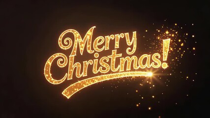 Sparkling holiday wishes shared with festive joy, bright lights, and cheerful greetings in a delightful Christmas celebration from start to finish, text Merry Christmas! on black background