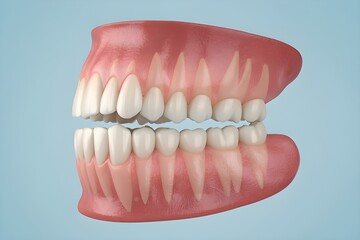 Obraz premium 3D Rendering of Human Teeth and Gums Anatomy in Closed Bite