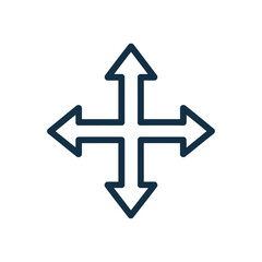 Obraz premium Four way arrow icon representing directional choices and movement.
