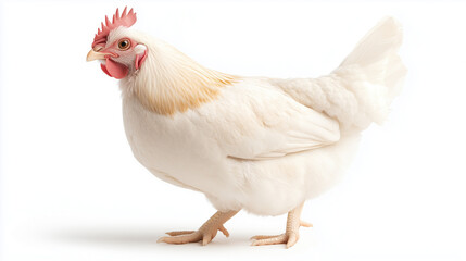 Fototapeta premium Isolated poultry bird full body on bright background, side angle