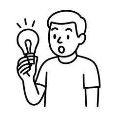 outline icon surprised man with a light bulb vector on a white background
Vector icon on a white background