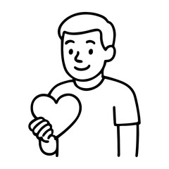 outline icon person holding a heart vector on a white background
Vector icon on a white background