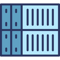 Blue Shipping Container Icon With Navy Blue Outline On Transparent Background Representing Logistics and Maritime Transportation