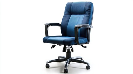 Fototapeta premium Stylish blue office chair for modern workspace.
