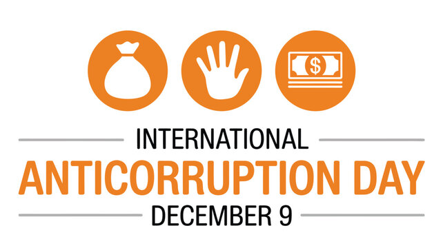 International Anti-Corruption Day vector illustration featuring money bag hand and dollar bill icons for awareness and advocacy - Powered by Adobe