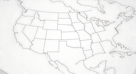 Outline map of the United States with state borders clearly delineated on a white background