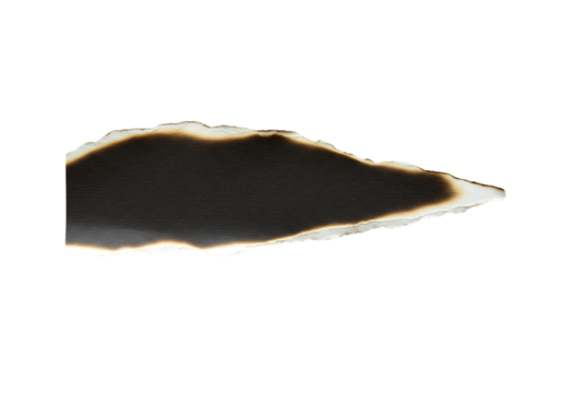 Abstract burnt paper edge on Transparant background conveys destruction or damage