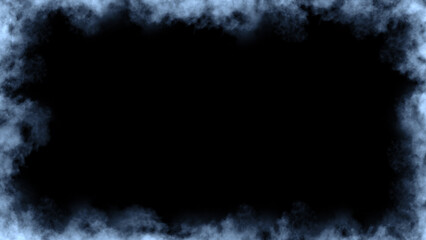 Smoke frame blue flame . Border fog mist texture effect for film , text or space