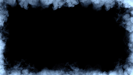 Smoke frame blue flame . Border fog mist texture effect for film , text or space