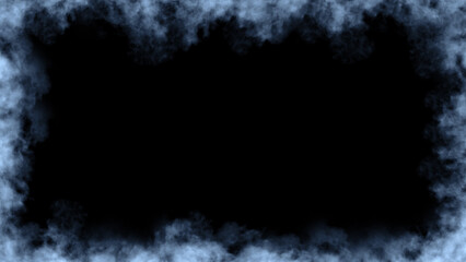 Smoke frame blue flame . Border fog mist texture effect for film , text or space