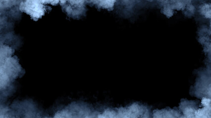 Smoke frame blue flame . Border fog mist texture effect for film , text or space