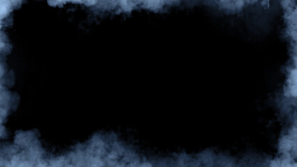 Smoke frame blue flame . Border fog mist texture effect for film , text or space