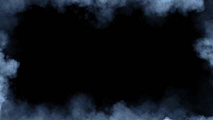 Smoke frame blue flame . Border fog mist texture effect for film , text or space