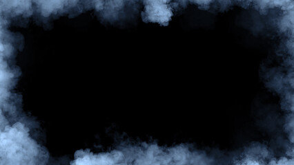 Smoke frame blue flame . Border fog mist texture effect for film , text or space