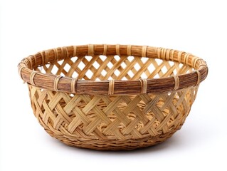 Natural cane basket for home organization.