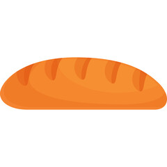 Cartoon Loaf of Bread with Golden Brown Crust and Sliced Top on a Transparent Background Isolated Food Illustration
