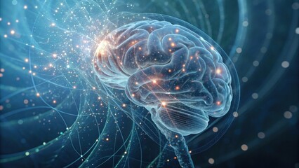 A digital representation of a brain with glowing connections, symbolizing neural activity and advanced cognitive processes.