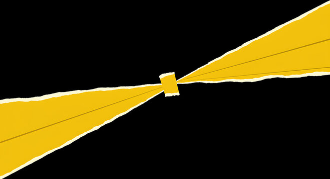 Dramatic torn yellow paper with black background in abstract style