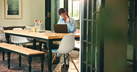 Online education, teaching and woman wave with laptop in home, virtual class and communication for remote work. Glasses, elearning or mature educator with pc, video call or explain subject for lesson - Powered by Adobe