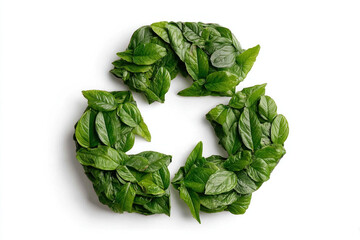Fresh mint leaves arranged in a circular shape on a white background, illustrating natural freshness, vitality, and a green, eco friendly lifestyle suitable for health and lifestyle themes.