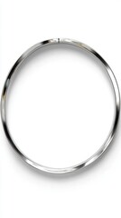 Minimalist silver bangle on white background.