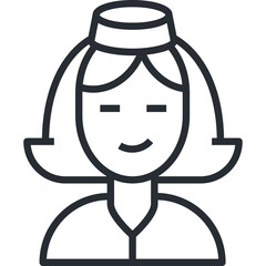 Clean Line Art Icon of a Smiling Person in Service Uniform with Cap Against Transparent Background Professional and Approachable Representation of a Service Worker Minimalist Design