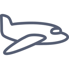 Clean Outline Icon of a Commercial Airplane in Flight Against a Transparent Background Ideal for Travel and Aviation Concepts