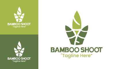 Bamboo Shoot Logo Elegant Green Culinary Symbol
