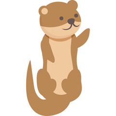 Cute Cartoon Otter Waving Friendly Greeting With Transparent Background And Simple Style Perfect For Iconography And Childrens Content