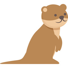 Cute Otter Cartoon Icon Isolated on White Background Adorable European Animal Illustration in a Sitting Pose Simple and Playful Design for Graphics and Wildlife Themes
