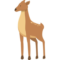 Cute pixel art deer with brown fur standing still on a white background isolated illustration