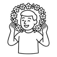 outline icon man with a wreath of flowers vector on a white background
Vector icon on a white background