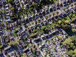 Typical residential area of ​​England view from above