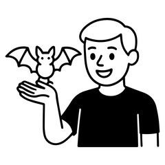 outline icon man with a bat vector on a white background
Vector icon on a white background