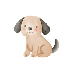 Cute Watercolor Puppy Illustration
