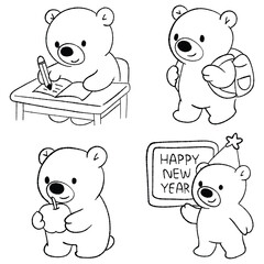 Cute teddy bear activities collection illustration