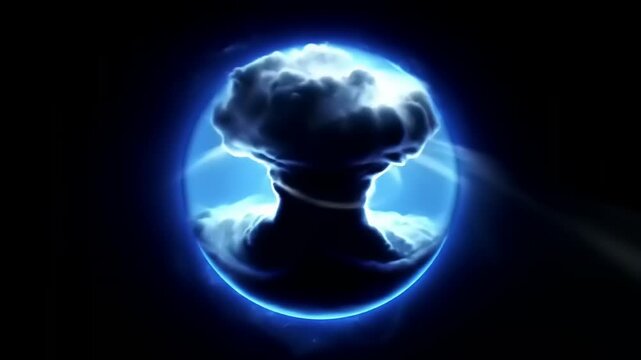 Abstract explosion in a dark with blue atmosphere.