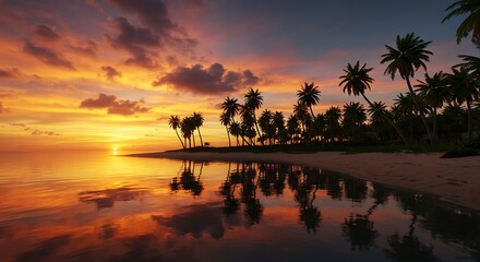 Tropical beach sunset scenic landscape