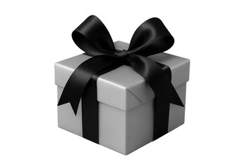 Fototapeta premium White gift box with black ribbon and bow